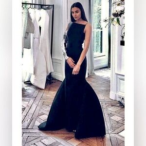 Amna Alsalem Gown Column Fishtail Black Modern Minimalist Designer Mermaid